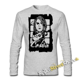 KURT COBAIN - Guitar - šedé detské tričko s dlhými rukávmi