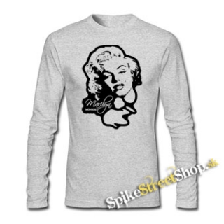 MARILYN MONROE - Portrait - šedé detské tričko s dlhými rukávmi