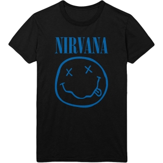 NIRVANA - Blue Smiley - čierne pánske tričko