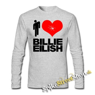I LOVE BILLIE EILISH - šedé detské tričko s dlhými rukávmi