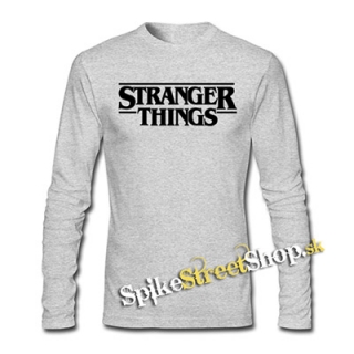 STRANGER THINGS - Logo - šedé detské tričko s dlhými rukávmi