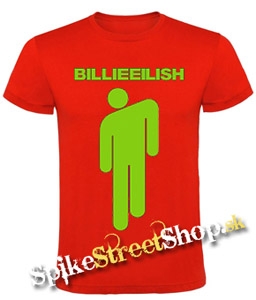 BILLIE EILISH - Green Logo & Stickman - červené detské tričko