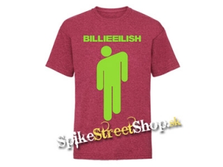 BILLIE EILISH - Logo & Stickman - červené melírované detské tričko