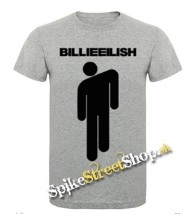 BILLIE EILISH - Black Logo Stickman - sivé detské tričko