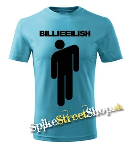BILLIE EILISH - Black Logo Stickman - tyrkysové detské tričko