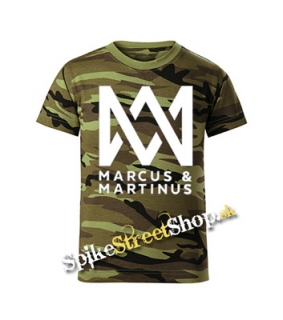 MARCUS & MARTINUS - Logo - maskáčové chlapčenské tričko WOODLAND CAMO GREEN