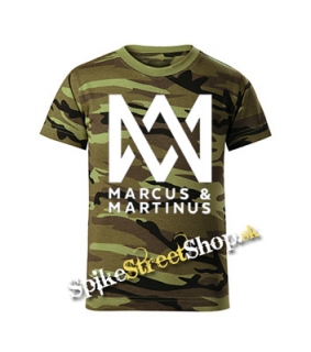 MARCUS & MARTINUS - Logo - maskáčové pánske tričko WOODLAND CAMO GREEN