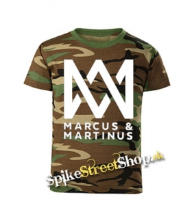 MARCUS & MARTINUS - Logo - maskáčové pánske tričko WOODLAND CAMO BROWN