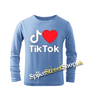 I LOVE TIK TOK - svetlomodré detské tričko s dlhými rukávmi