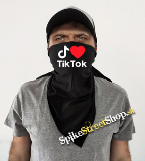 I LOVE TIK TOK - čierna bavlnená šatka na tvár