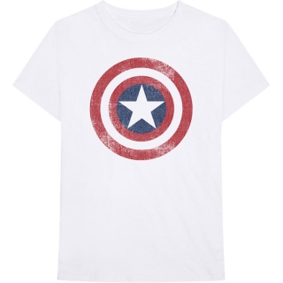 MARVEL COMICS - Captain America Distressed Shield - biele pánske tričko