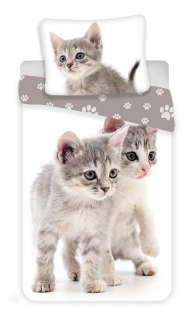 Posteľné obliečky detské z kolekcie CATS - Kitten Grey
