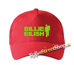 BILLIE EILISH - Green Logo & Stickman - červená šiltovka (-30%=AKCIA)