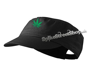 MARIHUANA - Green Leaf - čierna šiltovka army cap