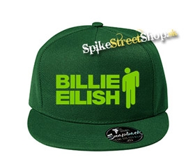 BILLIE EILISH - Green Logo & Stickman - fľaškovozelená šiltovka model "Snapback"