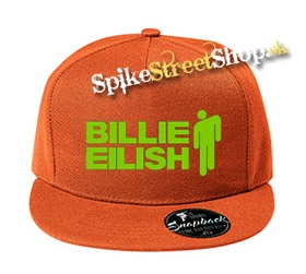 BILLIE EILISH - Green Logo & Stickman - oranžová šiltovka model "Snapback"