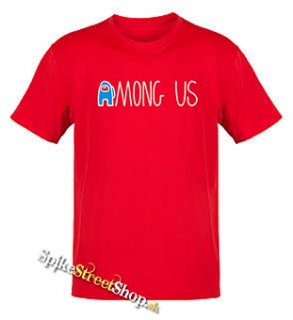 AMONG US - Blue White Logo - červené detské tričko