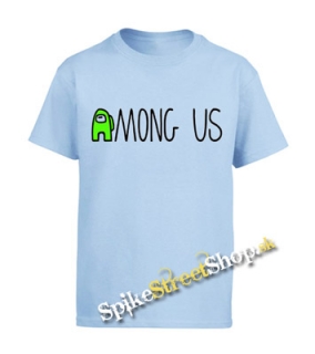 AMONG US - Green Black Logo - nebesky modré detské tričko