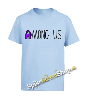 AMONG US - Purple Black Logo - nebesky modré detské tričko