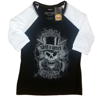 GUNS N ROSES - Faded Skull - čierne dámske tričko s 3/4 rukávmi