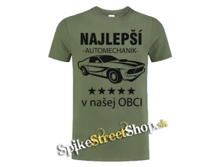 NAJLEPŠÍ AUTOMECHANIK v našej OBCI - olivové detské tričko