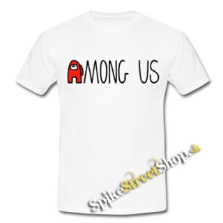 AMONG US - Red Black Logo - biele pánske tričko