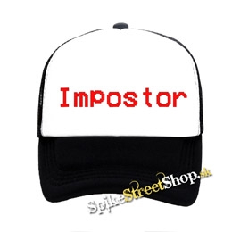 IMPOSTOR - Among Us Slogan - čiernobiela sieťkovaná šiltovka model "Trucker"