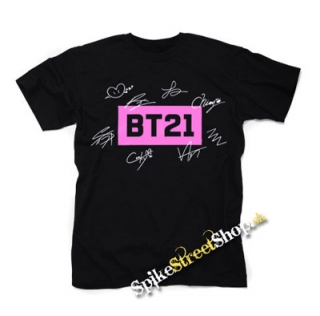BT21 - Logo & Signature - čierne detské tričko