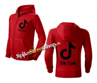 TIK TOK - Logo - červená detská mikina na zips