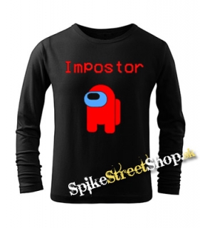 AMONG US - Impostor - čierne pánske tričko s dlhými rukávmi