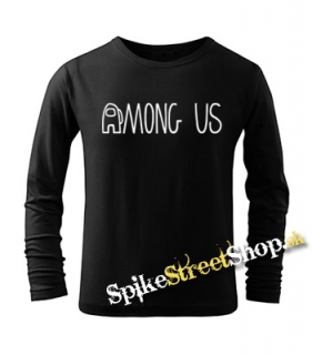 AMONG US - Logo - čierne pánske tričko s dlhými rukávmi
