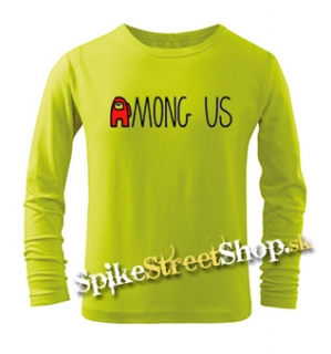 AMONG US - Logo Red Black - limetkové detské tričko s dlhými rukávmi