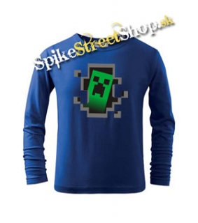 MINECRAFT - Hello I´m Creeper - modré pánske tričko s dlhými rukávmi