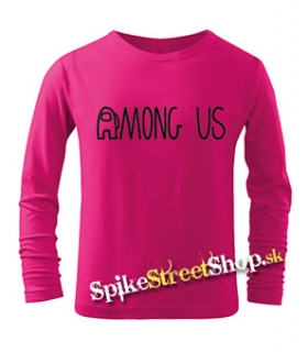 AMONG US - Logo Black - ružové detské tričko s dlhými rukávmi
