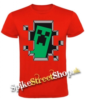 MINECRAFT - Hello I´m Creeper - červené pánske tričko
