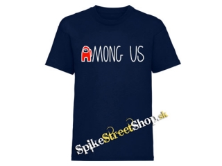 AMONG US - Red White Logo - námornícke modré detské tričko