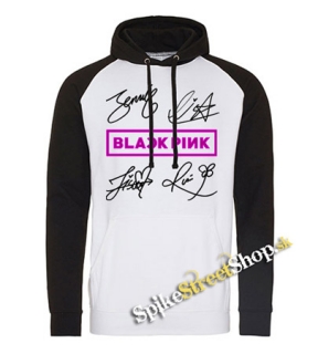 BLACKPINK - Logo & Signature - čiernobiela pánska mikina