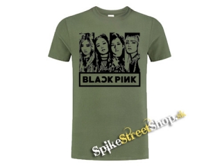 BLACKPINK - Logo & Band - olivové detské tričko