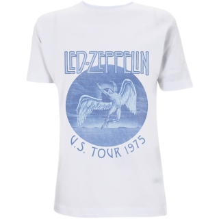 LED ZEPPELIN - Tour '75 Blue Wash - biele pánske tričko
