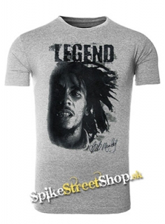 BOB MARLEY - Signature Legend Crest Portrait - šedé detské tričko