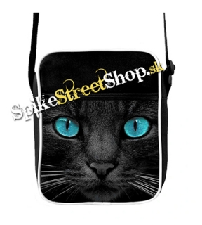 BLACK CAT TURQUOISE EYES - retro taška na rameno