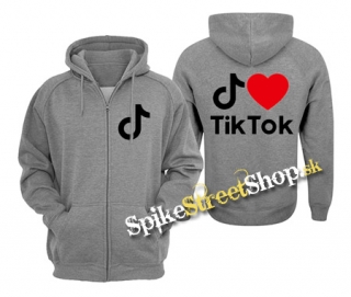 I LOVE TIK TOK - šedá detská mikina na zips