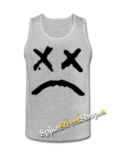 LIL PEEP - Sad Face - Mens Vest Tank Top - šedé