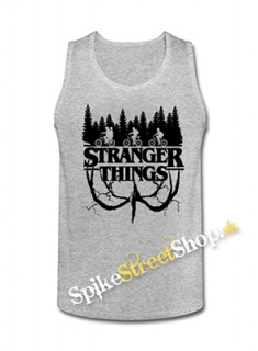 STRANGER THINGS - Logo Flip - Mens Vest Tank Top - šedé