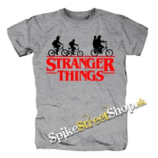 STRANGER THINGS - Bicycle Gang - sivé pánske tričko