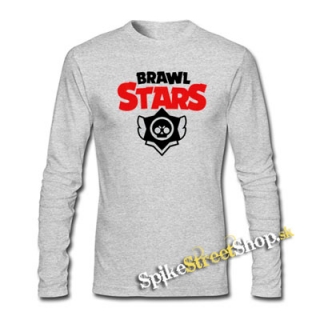 BRAWL STARS - Logo - šedé pánske tričko s dlhými rukávmi