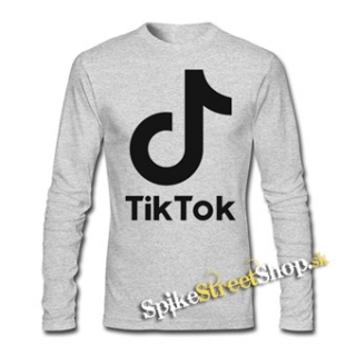 TIK TOK - Logo - šedé pánske tričko s dlhými rukávmi