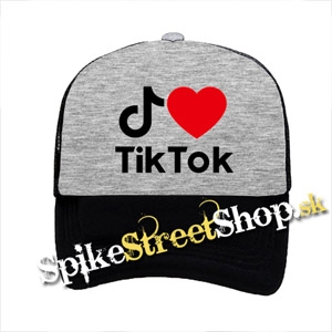I LOVE TIK TOK - šedočierna sieťkovaná šiltovka model "Trucker"