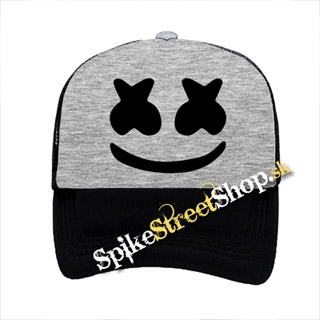 MARSHMELLO - B&W Smile - šedočierna sieťkovaná šiltovka model "Trucker"