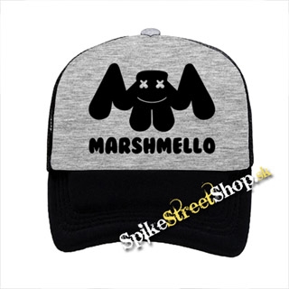 MARSHMELLO - Logo DJ - šedočierna sieťkovaná šiltovka model "Trucker"
